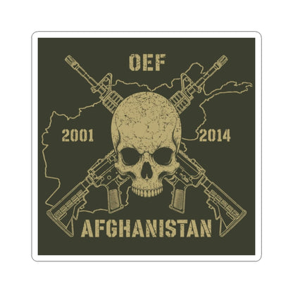 K-Factor Supply Co Skull & Carbines - OEF Sticker 2" × 2" / White