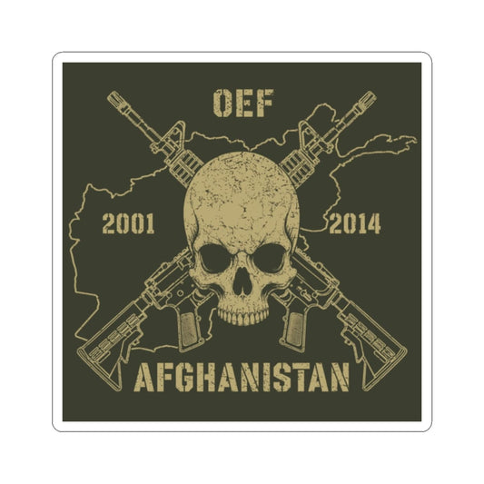 K-Factor Supply Co Skull & Carbines - OEF Sticker 2" × 2" / White