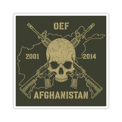 K-Factor Supply Co Skull & Carbines - OEF Sticker 3" × 3" / White