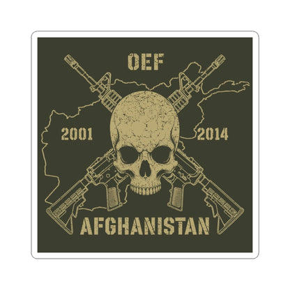 K-Factor Supply Co Skull & Carbines - OEF Sticker 4" × 4" / White