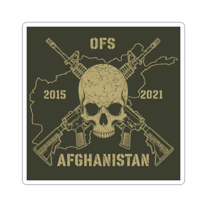K-Factor Supply Co Skull & Carbines - OFS Sticker 2" × 2" / White
