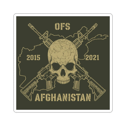 K-Factor Supply Co Skull & Carbines - OFS Sticker 3" × 3" / White