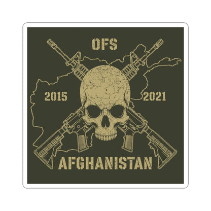 K-Factor Supply Co Skull & Carbines - OFS Sticker 6" × 6" / White