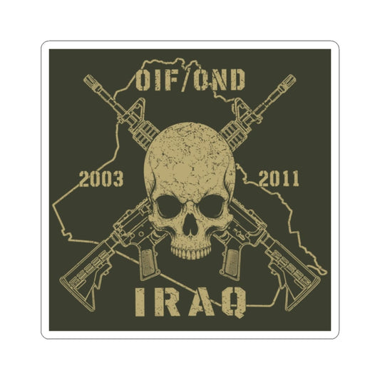 K-Factor Supply Co Skull & Carbines - OIF/OND Sticker 2" × 2" / White