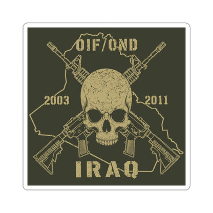 K-Factor Supply Co Skull & Carbines - OIF/OND Sticker 3" × 3" / White