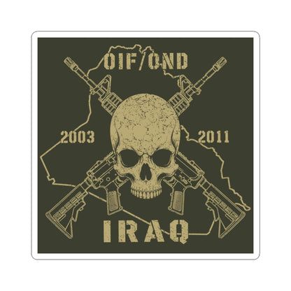 K-Factor Supply Co Skull & Carbines - OIF/OND Sticker 4" × 4" / White