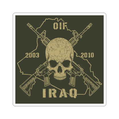 K-Factor Supply Co Skull & Carbines - OIF Sticker 2" × 2" / White