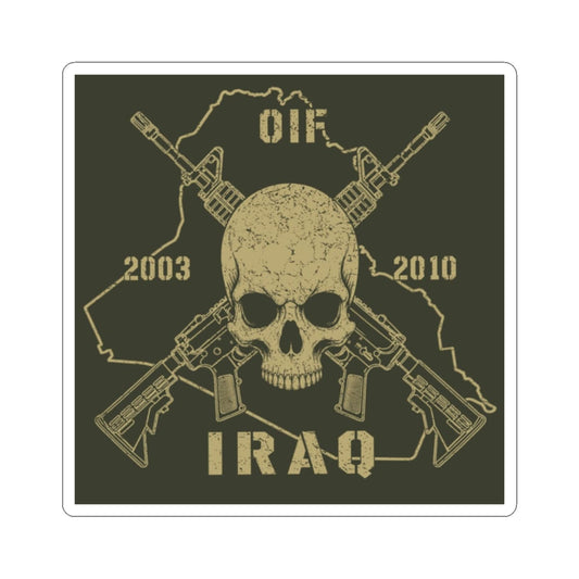 K-Factor Supply Co Skull & Carbines - OIF Sticker 2" × 2" / White