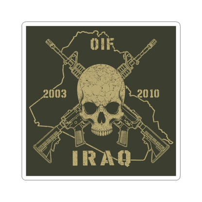 K-Factor Supply Co Skull & Carbines - OIF Sticker 6" × 6" / White