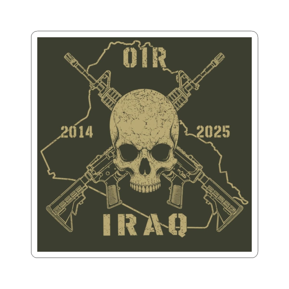 K-Factor Supply Co Skull & Carbines - OIR (Iraq) Sticker 2" × 2" / White