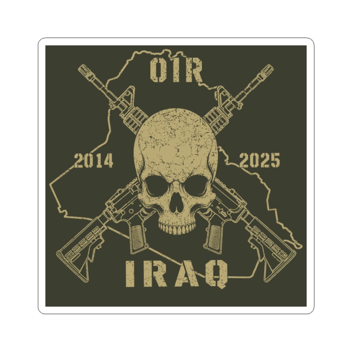 K-Factor Supply Co Skull & Carbines - OIR (Iraq) Sticker 3" × 3" / White