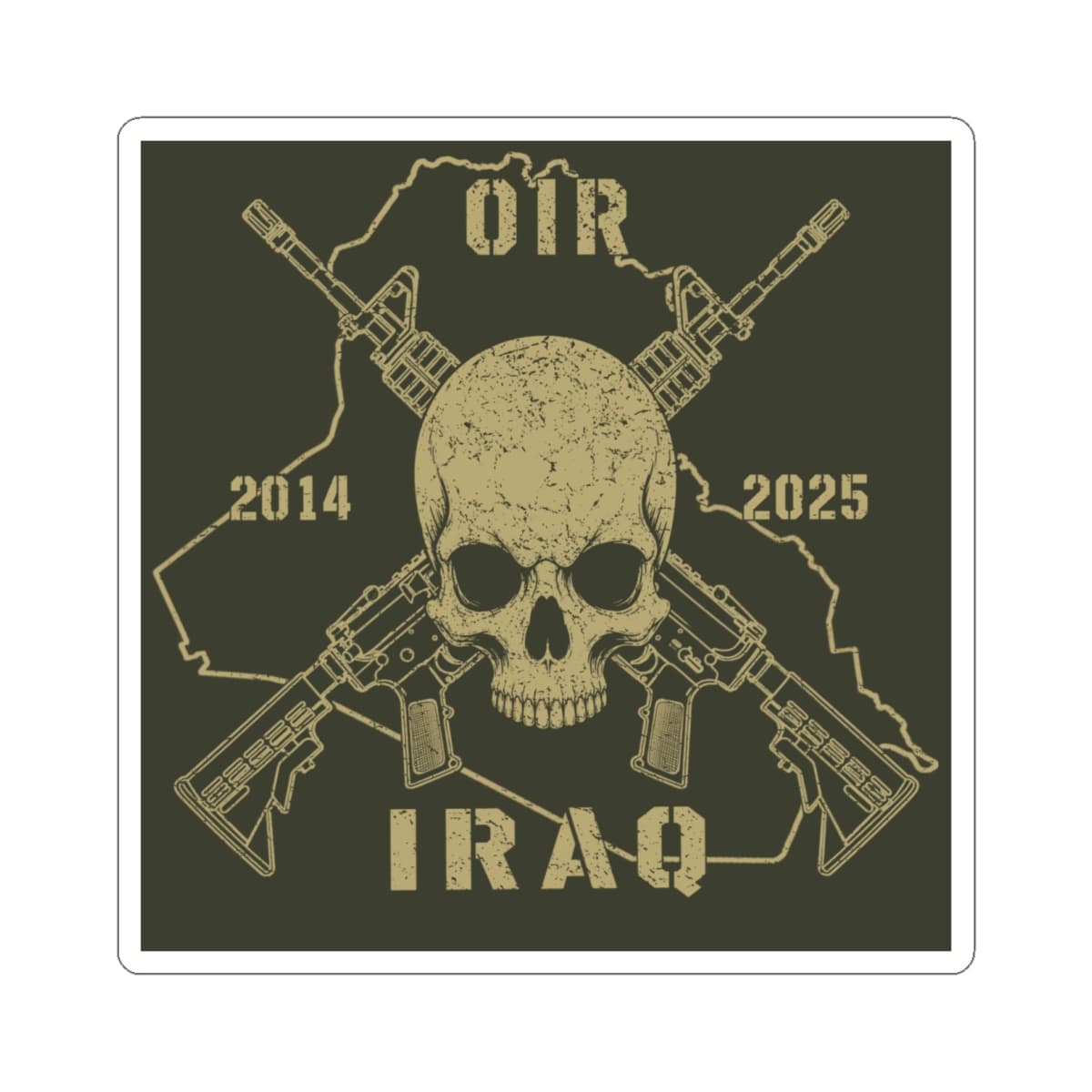 K-Factor Supply Co Skull & Carbines - OIR (Iraq) Sticker 6" × 6" / White