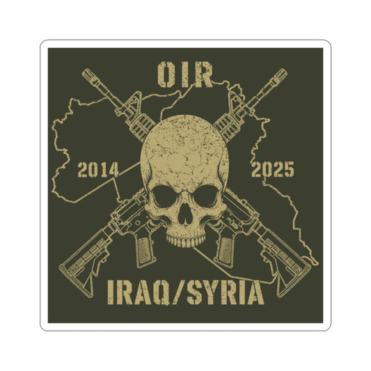 K-Factor Supply Co Skull & Carbines - OIR (Iraq/Syria) Sticker 2" × 2" / White