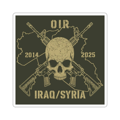 K-Factor Supply Co Skull & Carbines - OIR (Iraq/Syria) Sticker 3" × 3" / White