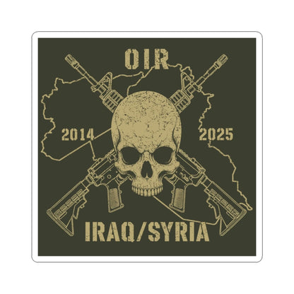 K-Factor Supply Co Skull & Carbines - OIR (Iraq/Syria) Sticker 4" × 4" / White