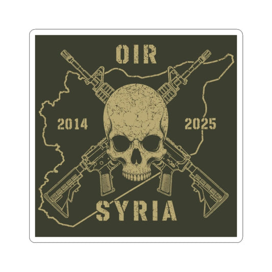 K-Factor Supply Co Skull & Carbines - OIR (Syria) Sticker 2" × 2" / White