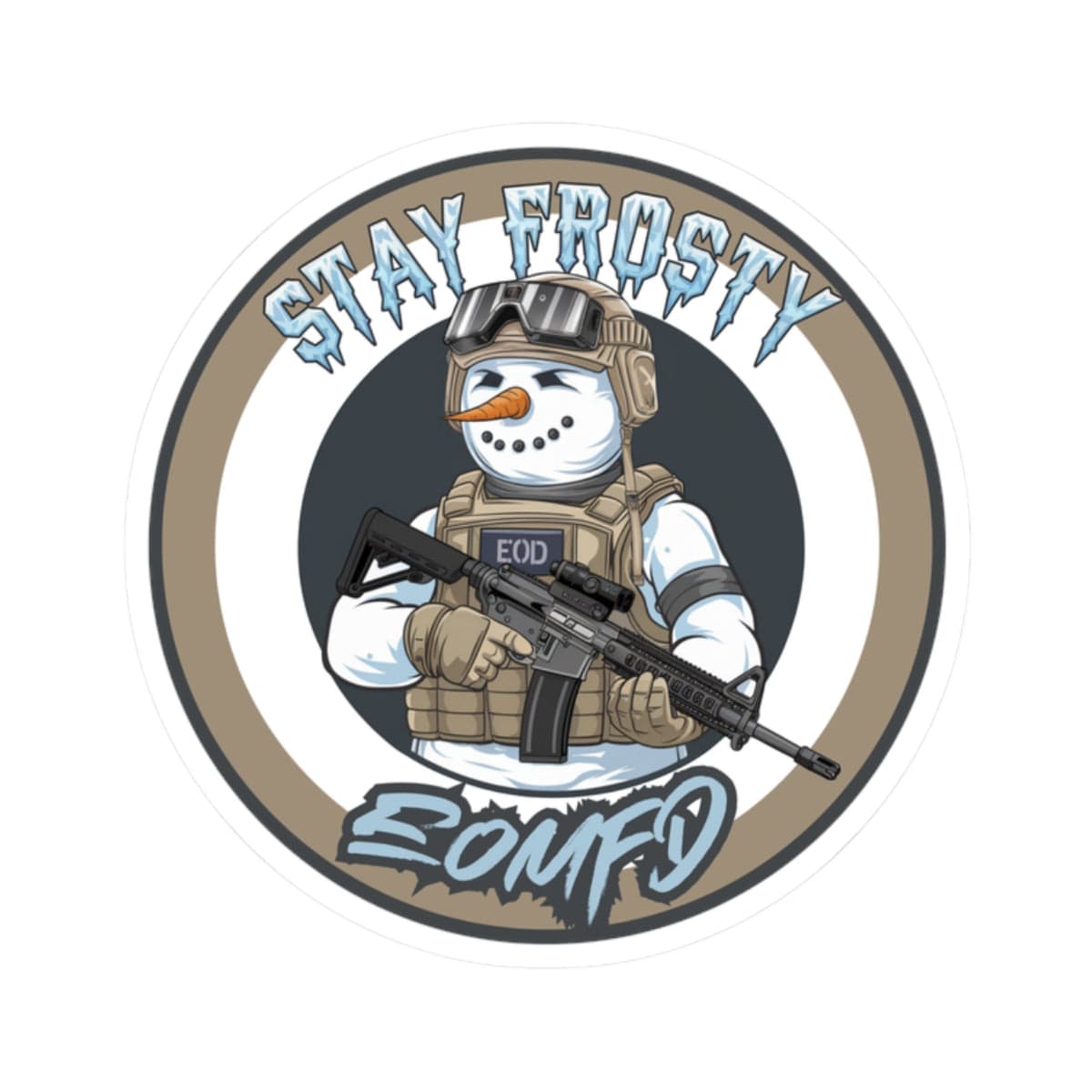 K-Factor Supply Co Stay Frosty EOMFD Sticker 2" × 2"