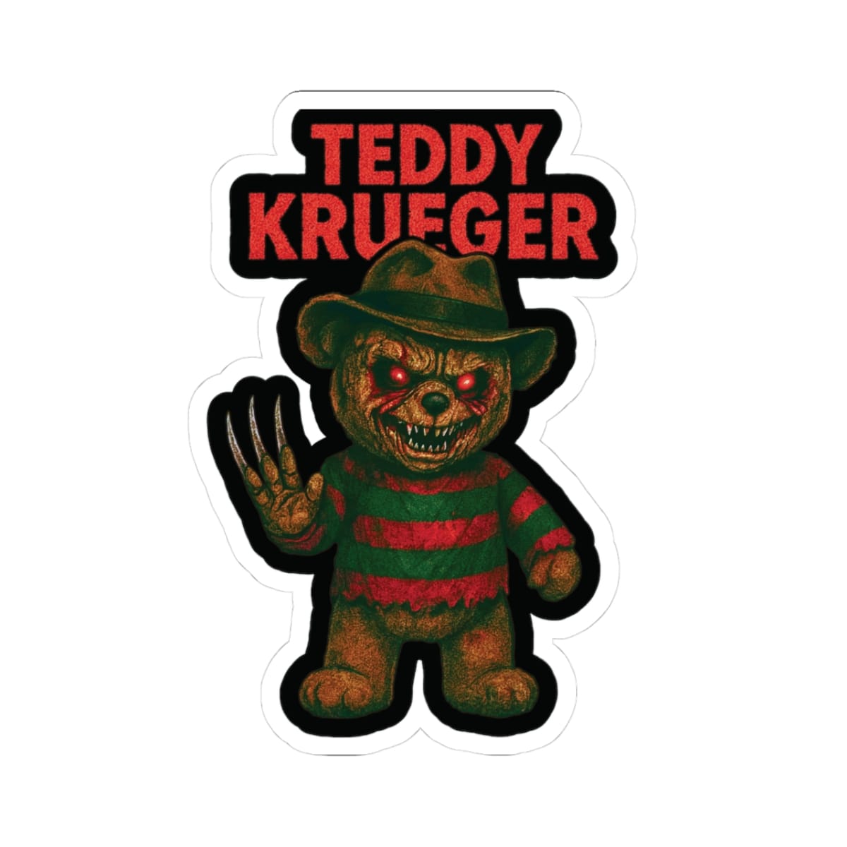 K-Factor Supply Co Teddy Krueger Sticker 3" × 3" / White