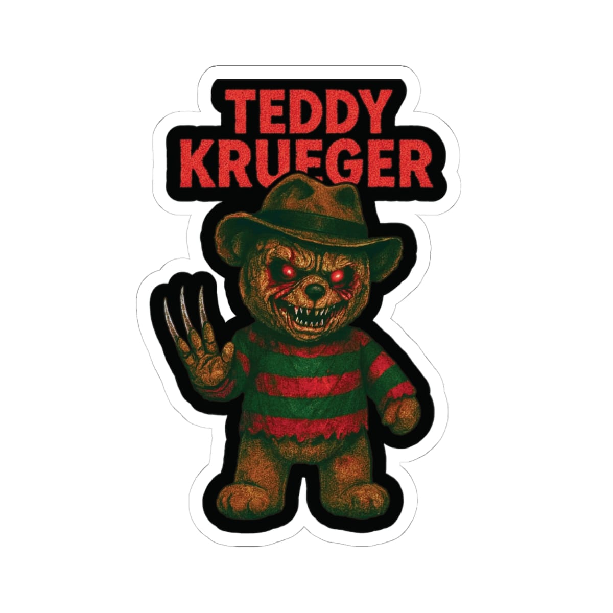 K-Factor Supply Co Teddy Krueger Sticker 4" × 4" / White