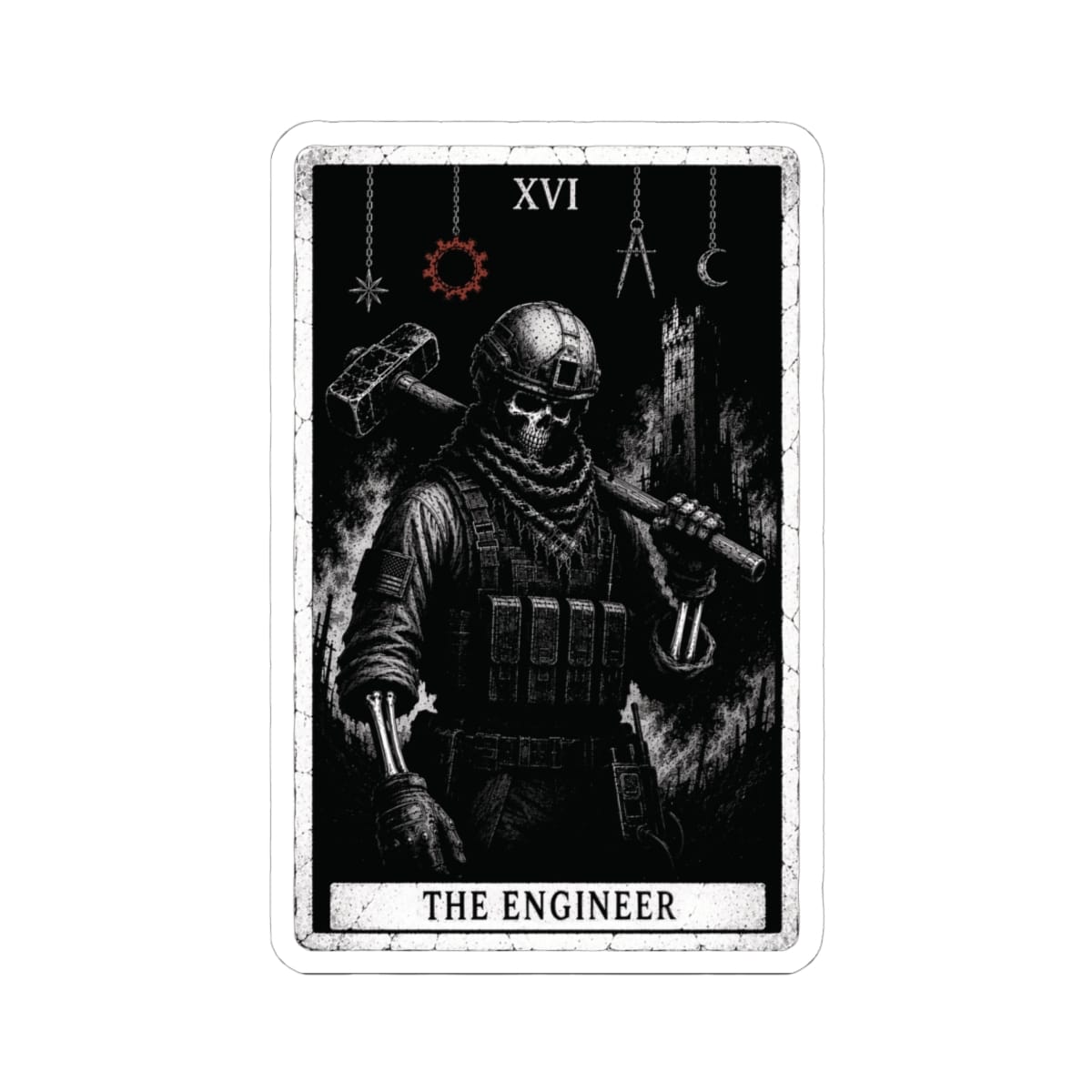 K-Factor Supply Co The Engineer Tarot Sticker 6" × 6"