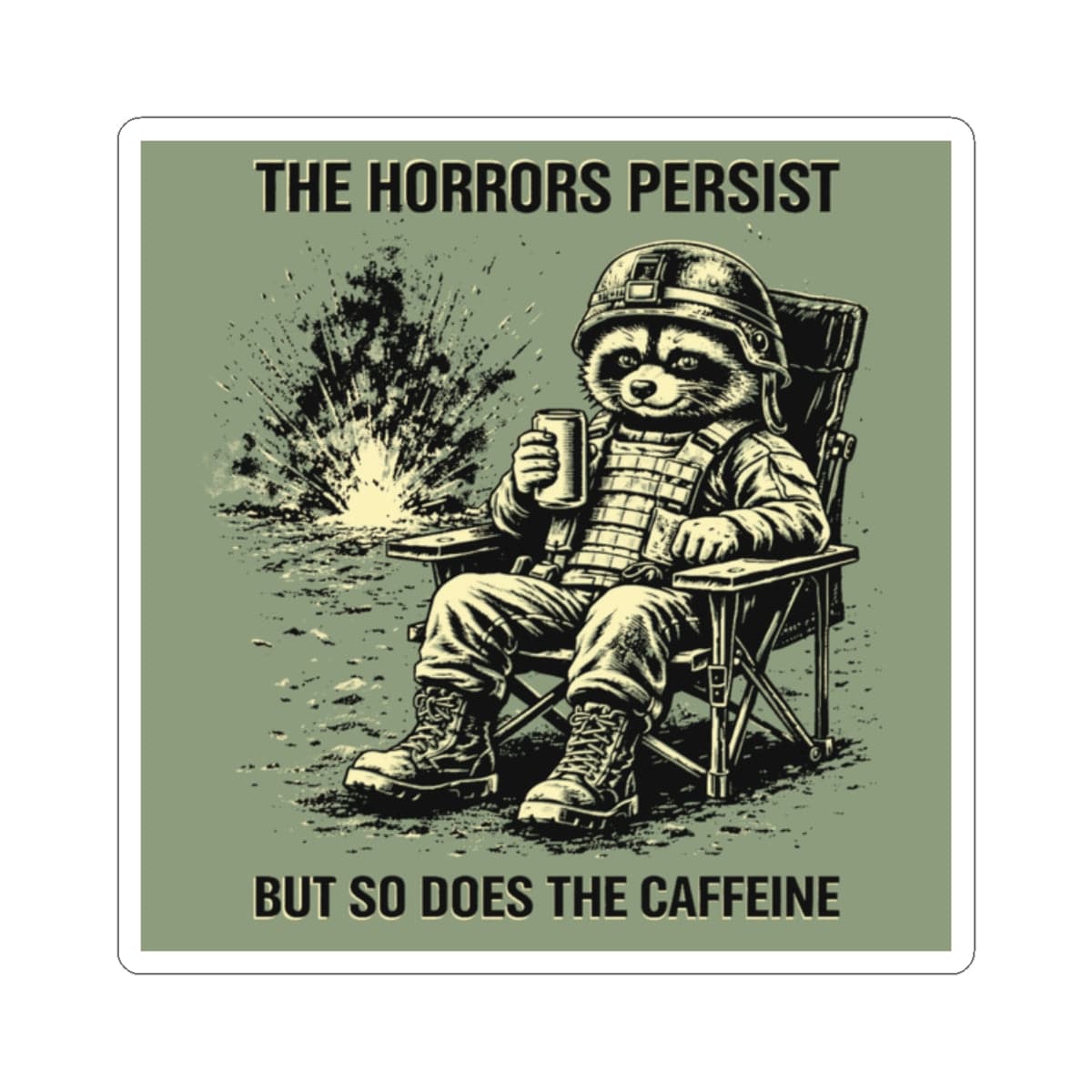 K-Factor Supply Co The Horrors Persist Sticker 2" × 2" / White