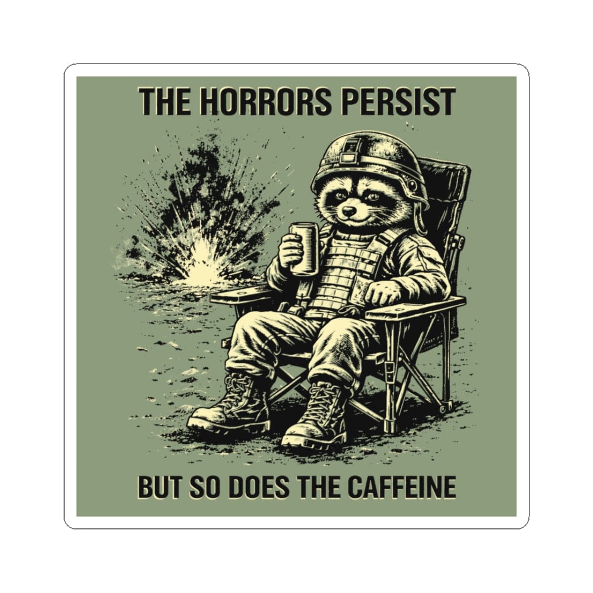 K-Factor Supply Co The Horrors Persist Sticker 3" × 3" / White