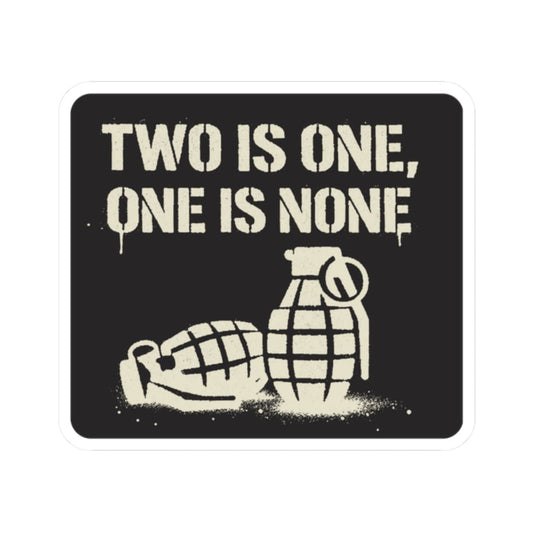 K-Factor Supply Co Two is One (Grenade) Sticker 2" × 2" / White