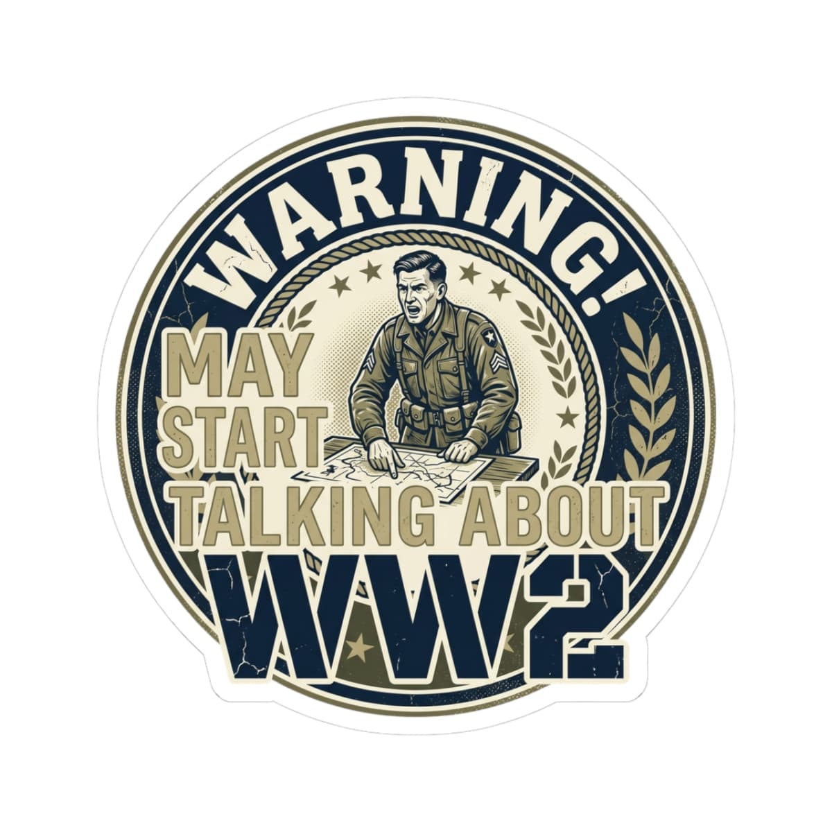 K-Factor Supply Co Warning - WW2 Buff Mk 1 Sticker 3" × 3" / White