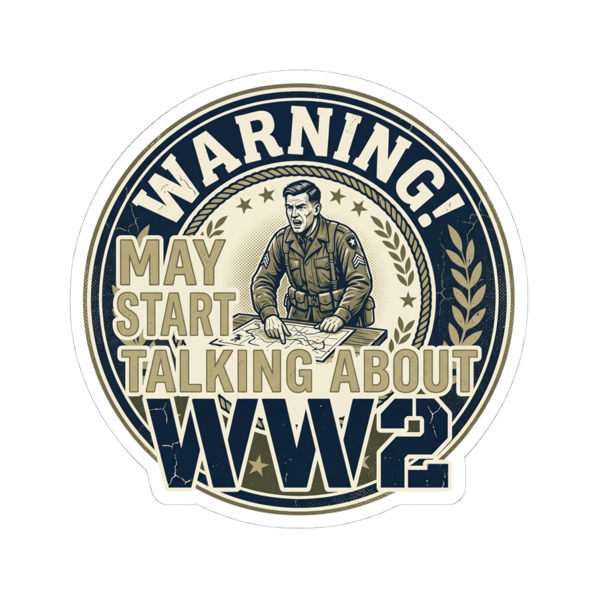 K-Factor Supply Co Warning - WW2 Buff Mk 1 Sticker 4" × 4" / White