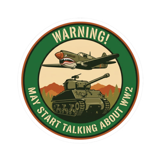 K-Factor Supply Co Warning - WW2 Buff Mk 3 Sticker 2" × 2" / White