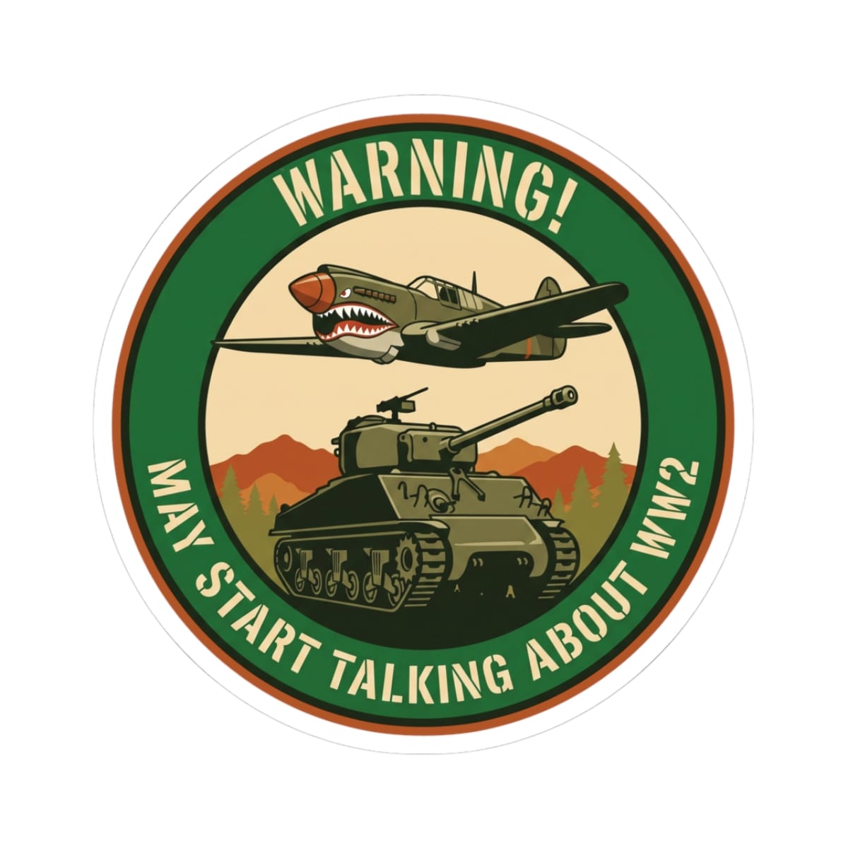 K-Factor Supply Co Warning - WW2 Buff Mk 3 Sticker 3" × 3" / White