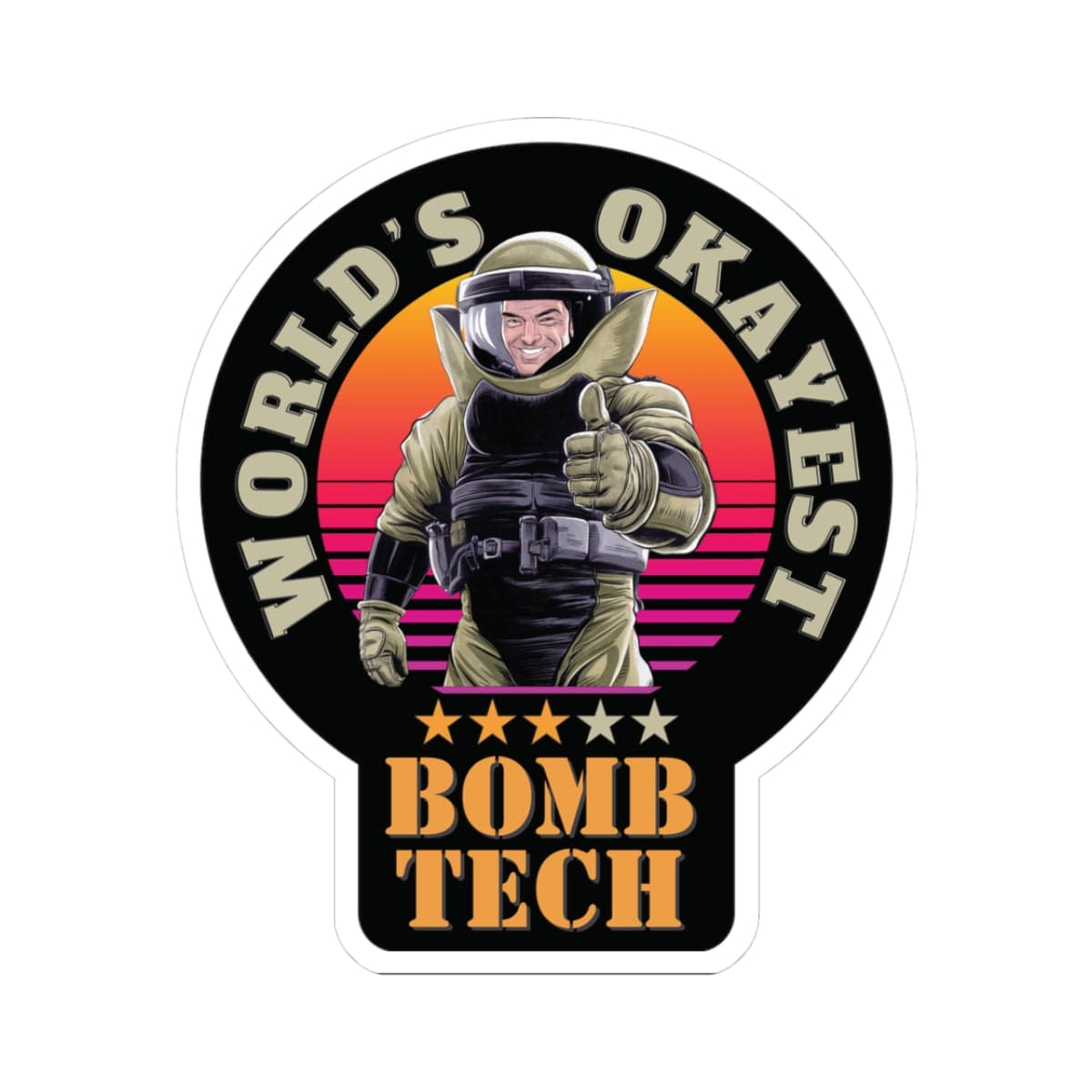 K-Factor Supply Co World's Okayest Bomb Tech Mk 2 Mod 1 Sticker 3" × 3"