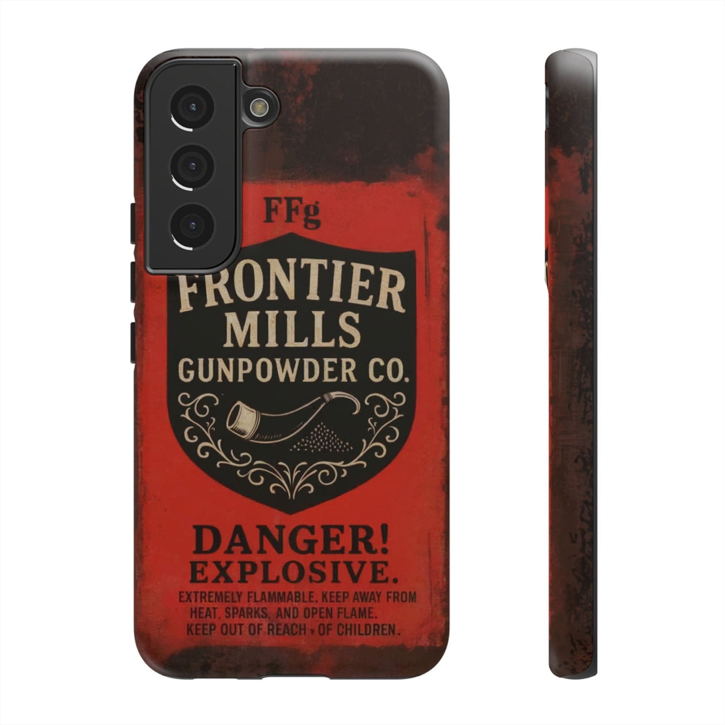 K-Factor Supply Co Frontier Mills Black Powder Tough Android Case Samsung Galaxy S22