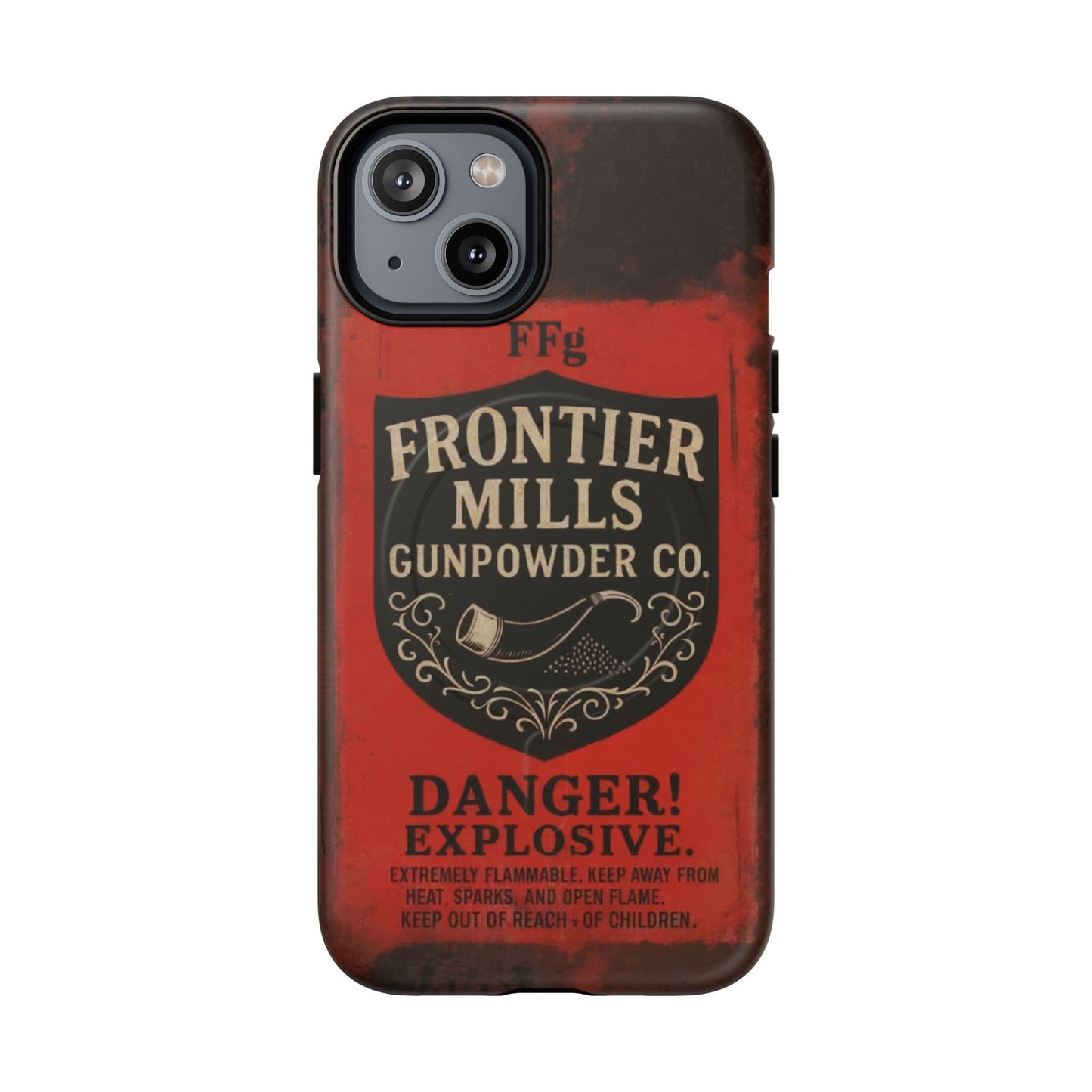 K-Factor Supply Co Frontier Mills Black Powder Tough Magnetic iPhone Case iPhone 14