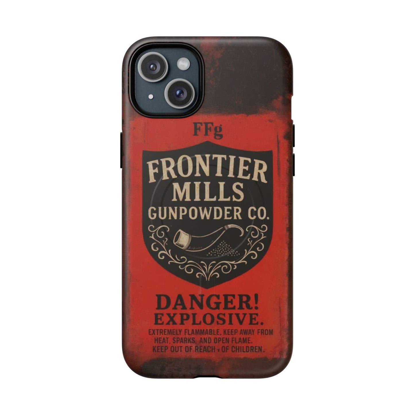 K-Factor Supply Co Frontier Mills Black Powder Tough Magnetic iPhone Case iPhone 15 Plus