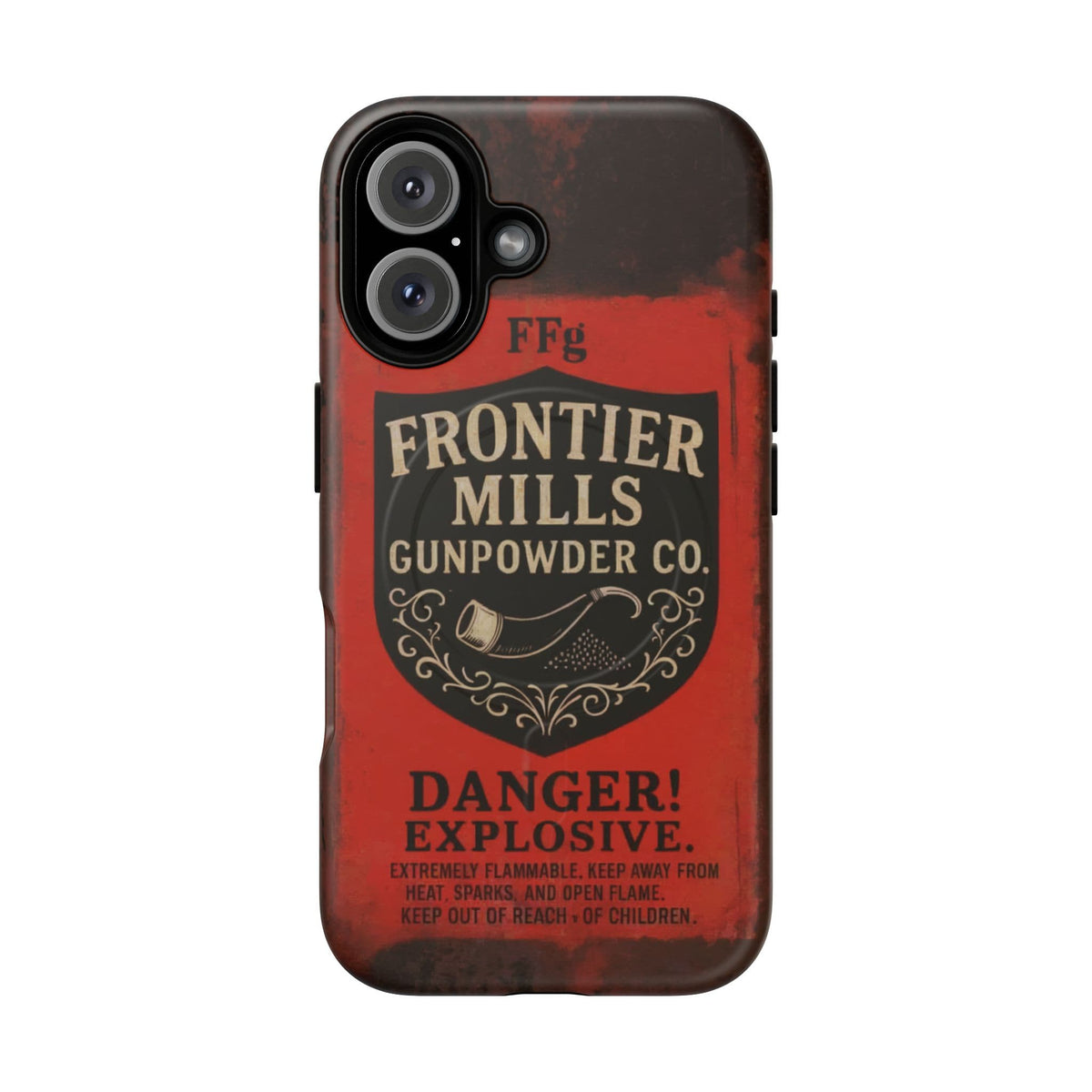 K-Factor Supply Co Frontier Mills Black Powder Tough Magnetic iPhone Case iPhone 16 / Matte