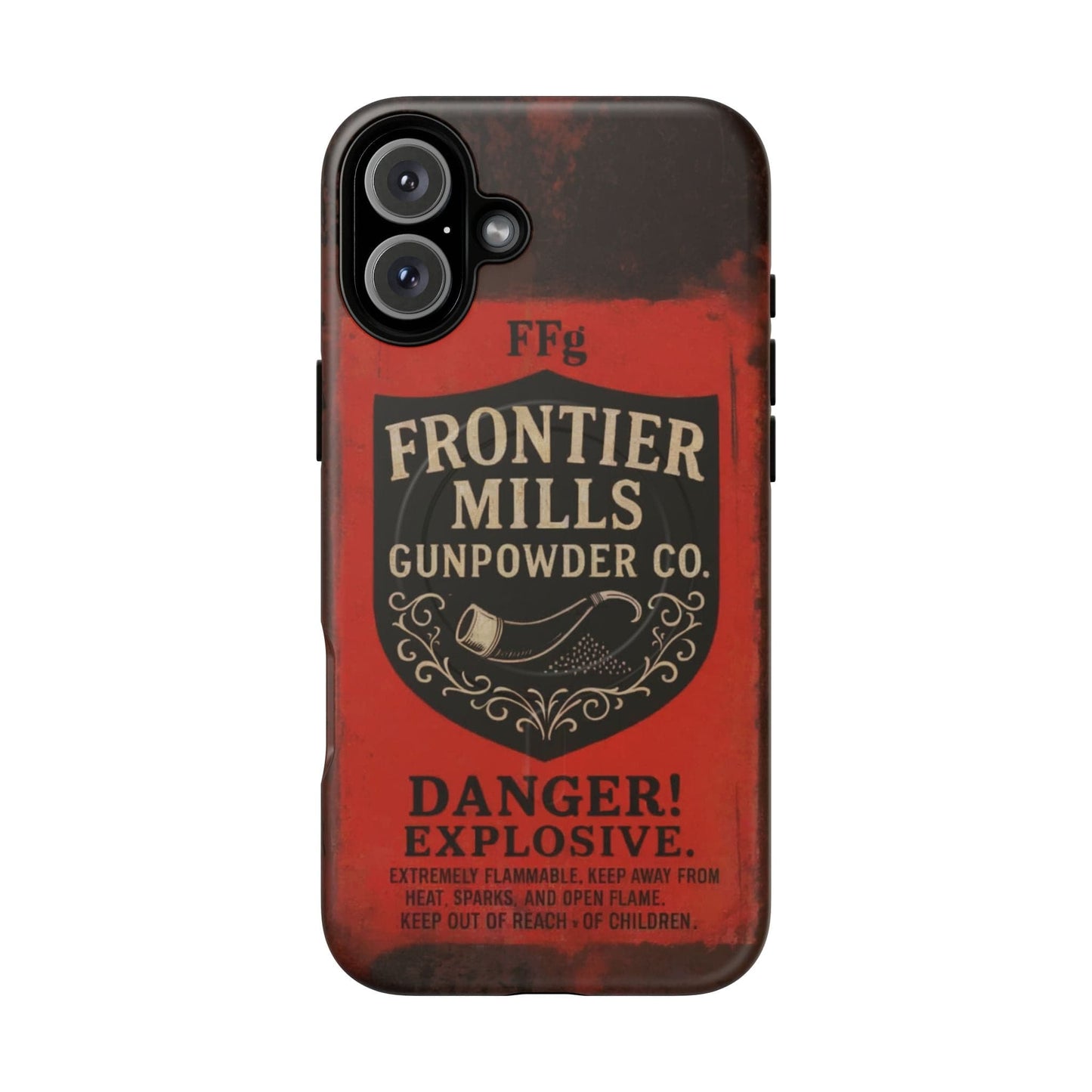 K-Factor Supply Co Frontier Mills Black Powder Tough Magnetic iPhone Case iPhone 16 Plus