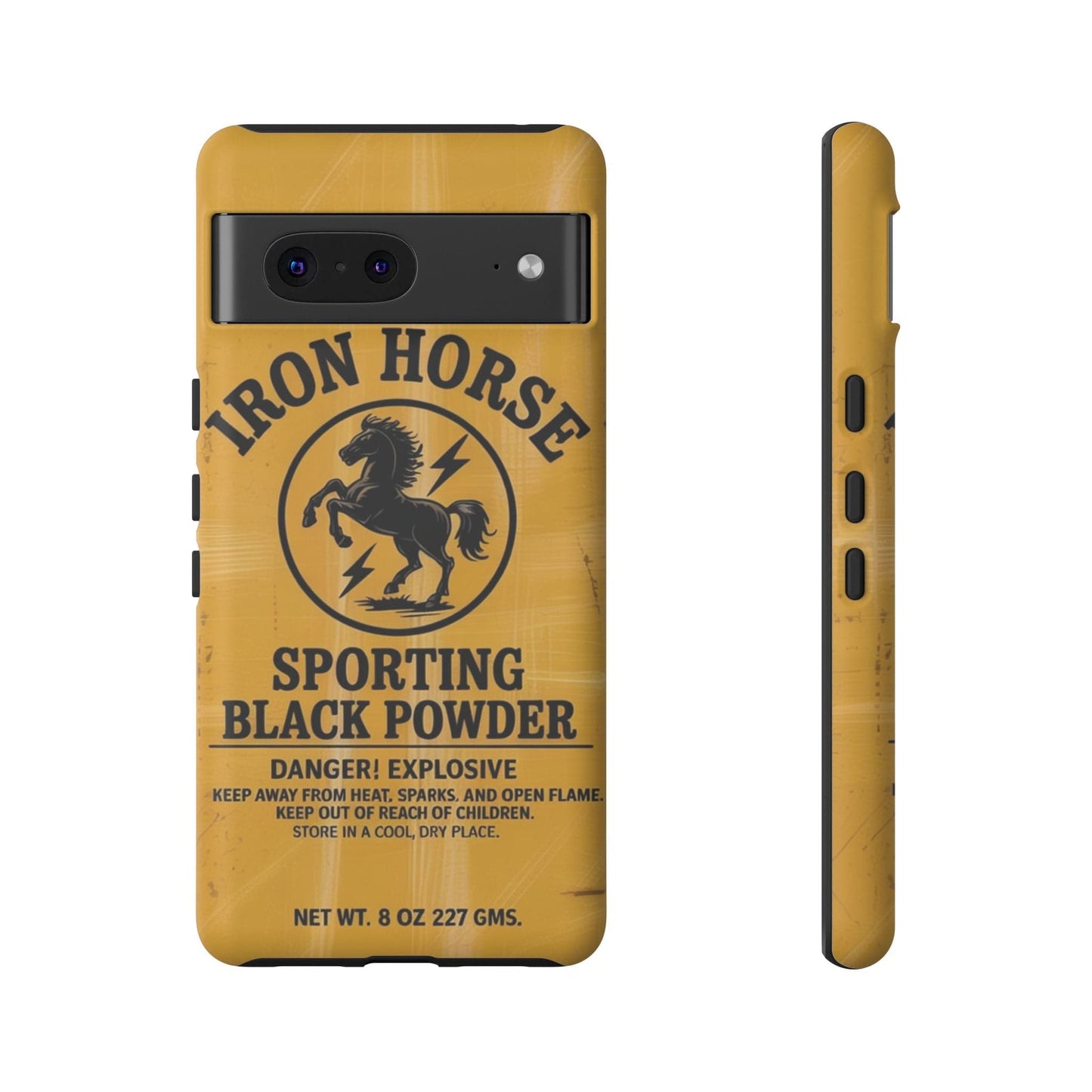 K-Factor Supply Co Iron Horse Black Powder Tough Android Case Google Pixel 7 / Matte