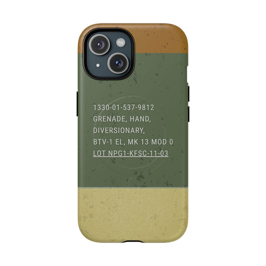 K-Factor Supply Co Mk 13 Mod 0 Flashbang Tough Magnetic iPhone Case iPhone 15 / Matte