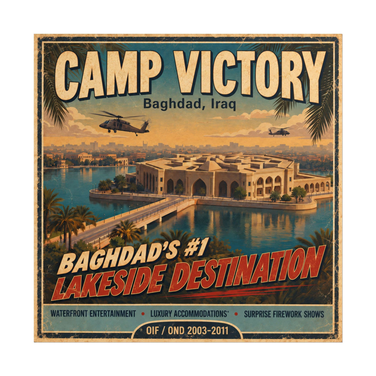 K-Factor Supply Co Camp Victory Travel Poster Semi Glossy / 16'' x 16"