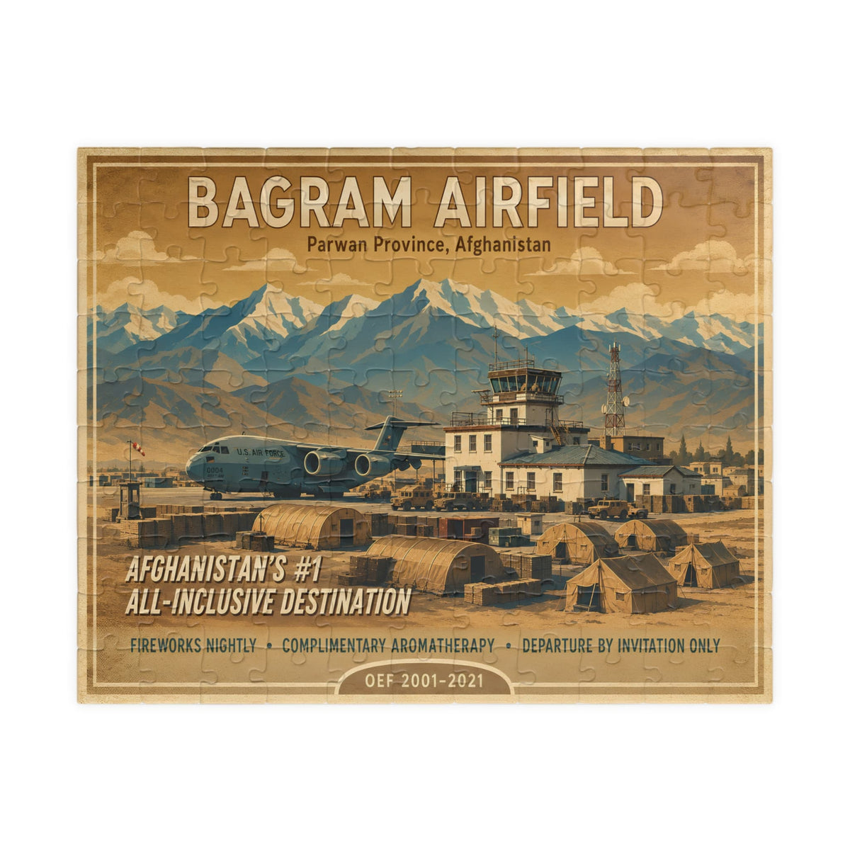 K-Factor Supply Co Bagram Travel Jigsaw Puzzle (110, 252, 520, 1014-piece) 110 pcs (Horizontal)