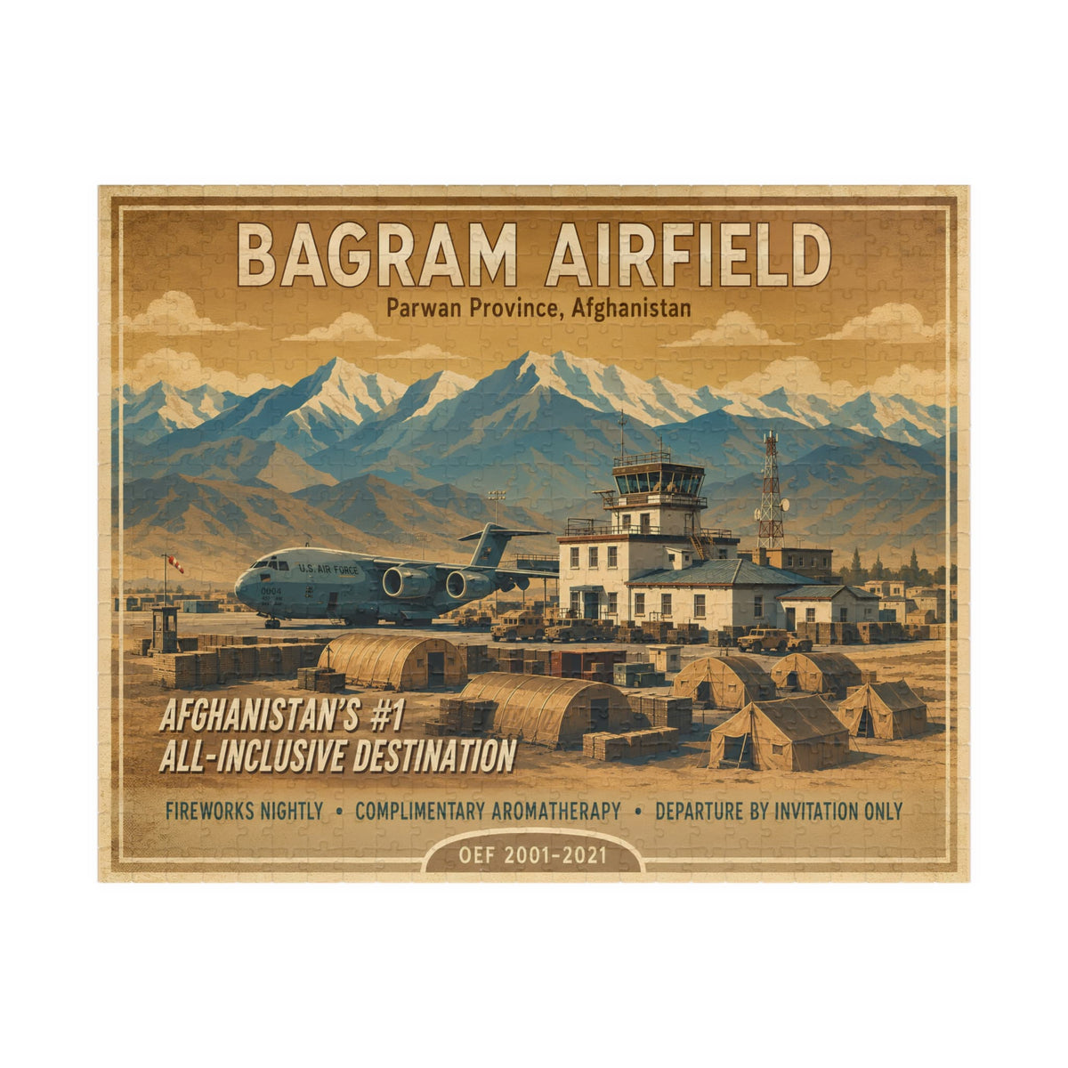 K-Factor Supply Co Bagram Travel Jigsaw Puzzle (110, 252, 520, 1014-piece) 520 pcs (Horizontal)