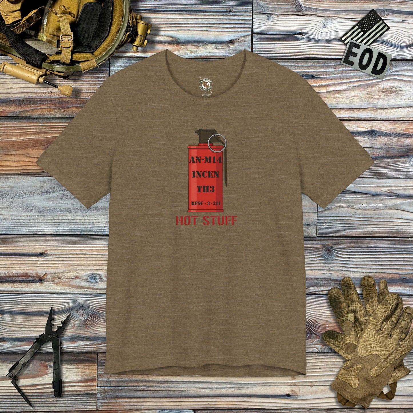 K-Factor Supply Co AN-M14 Hot Stuff T-Shirt Heather Olive / S