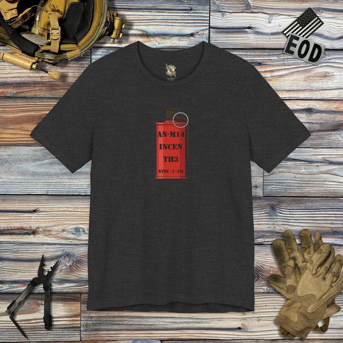 K-Factor Supply Co AN-M14 Thermite Grenade T-Shirt Dark Grey Heather / S