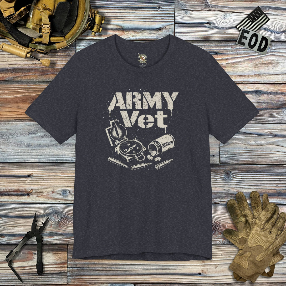 K-Factor Supply Co Army Vet Mk 2 T-Shirt Heather Navy / S