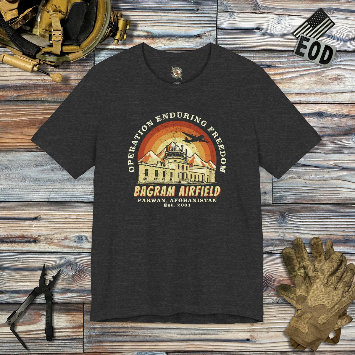 K-Factor Supply Co Bagram Airfield BCS T-Shirt Dark Grey Heather / S