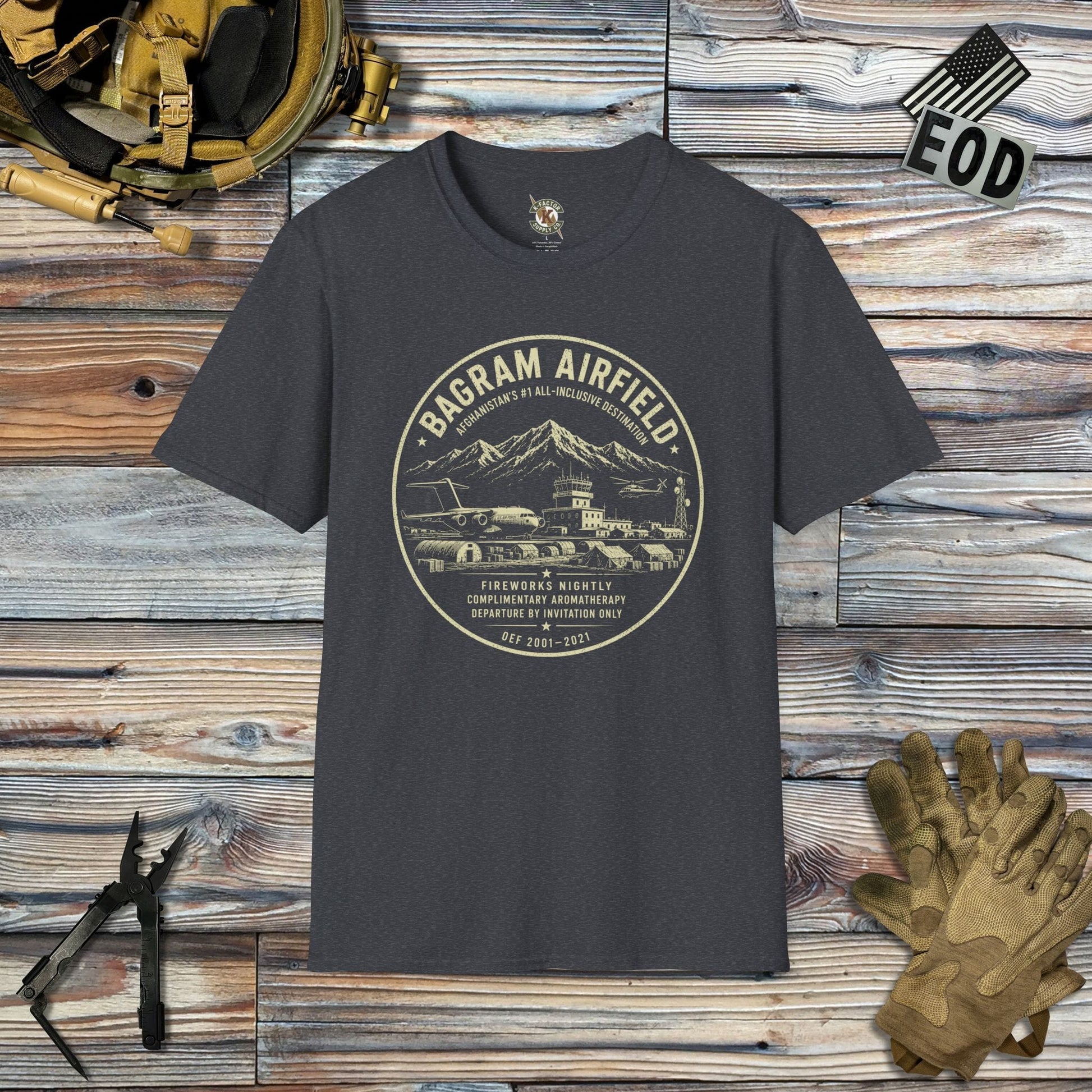 K-Factor Supply Co Bagram All-Inclusive (B+T) T-Shirt Dark Heather Grey / 2XL