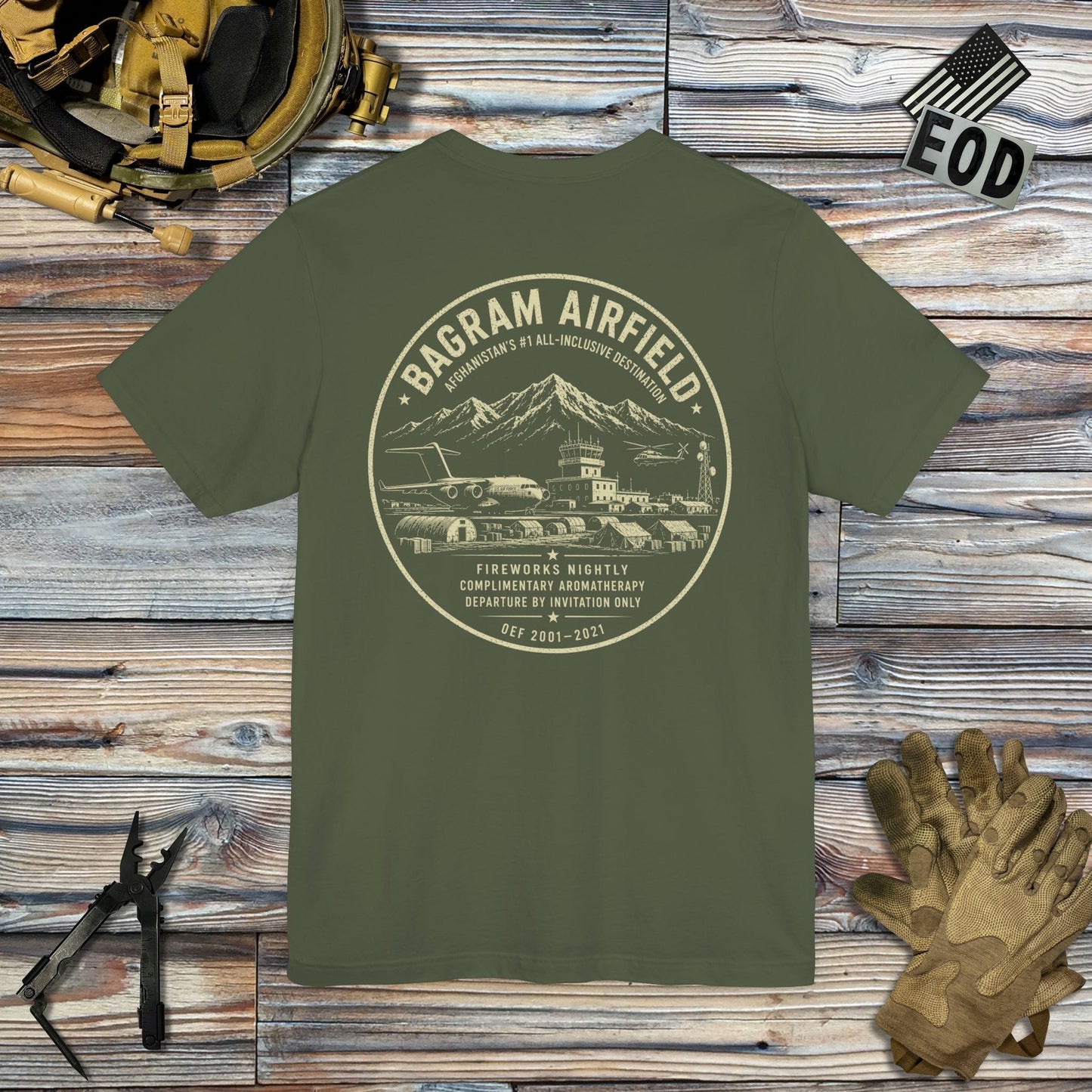 K-Factor Supply Co Bagram All-Inclusive (Back Print) T-Shirt Military Green / S