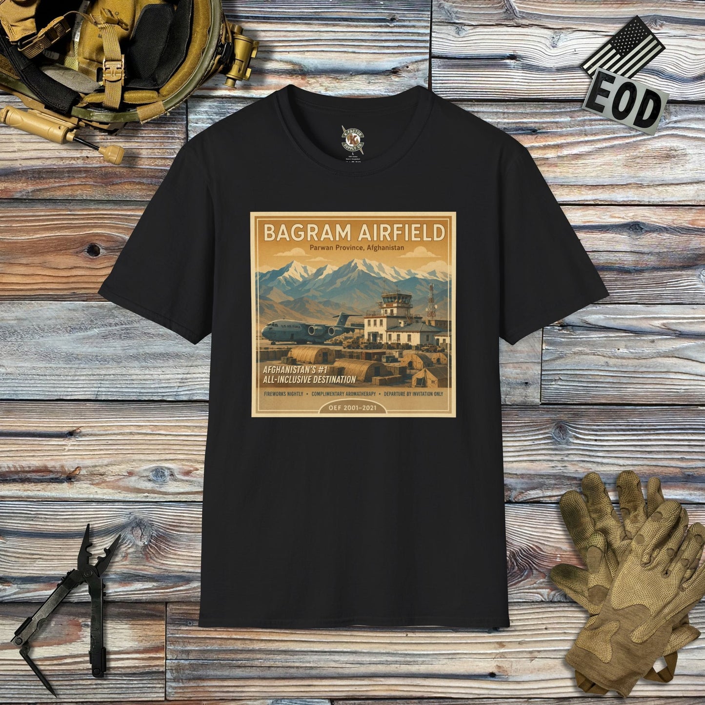 K-Factor Supply Co Bagram Travel (B+T) T-Shirt Black / 2XL