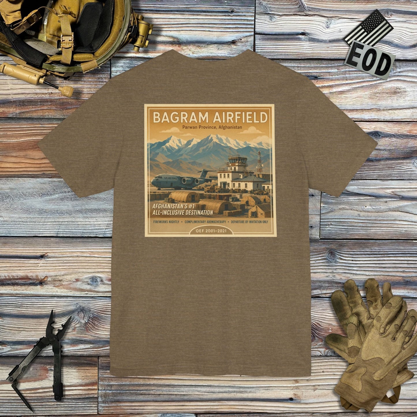 K-Factor Supply Co Bagram Travel (Back Print) T-Shirt